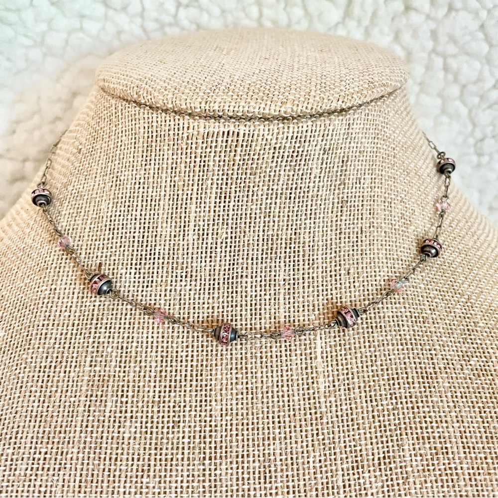 Vintage Liz Paiacios SF Pink Swarovski Crystal Necklace